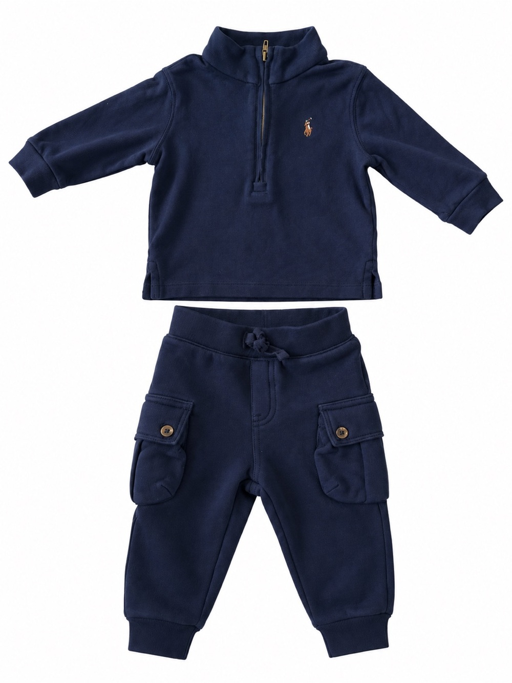 Ralph Lauren Navy 2-Piece Half-Zip Pullover & Cargo Joggers